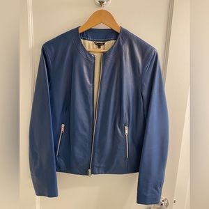 Massimo Dutti leather jacket, blue, size L, never worn